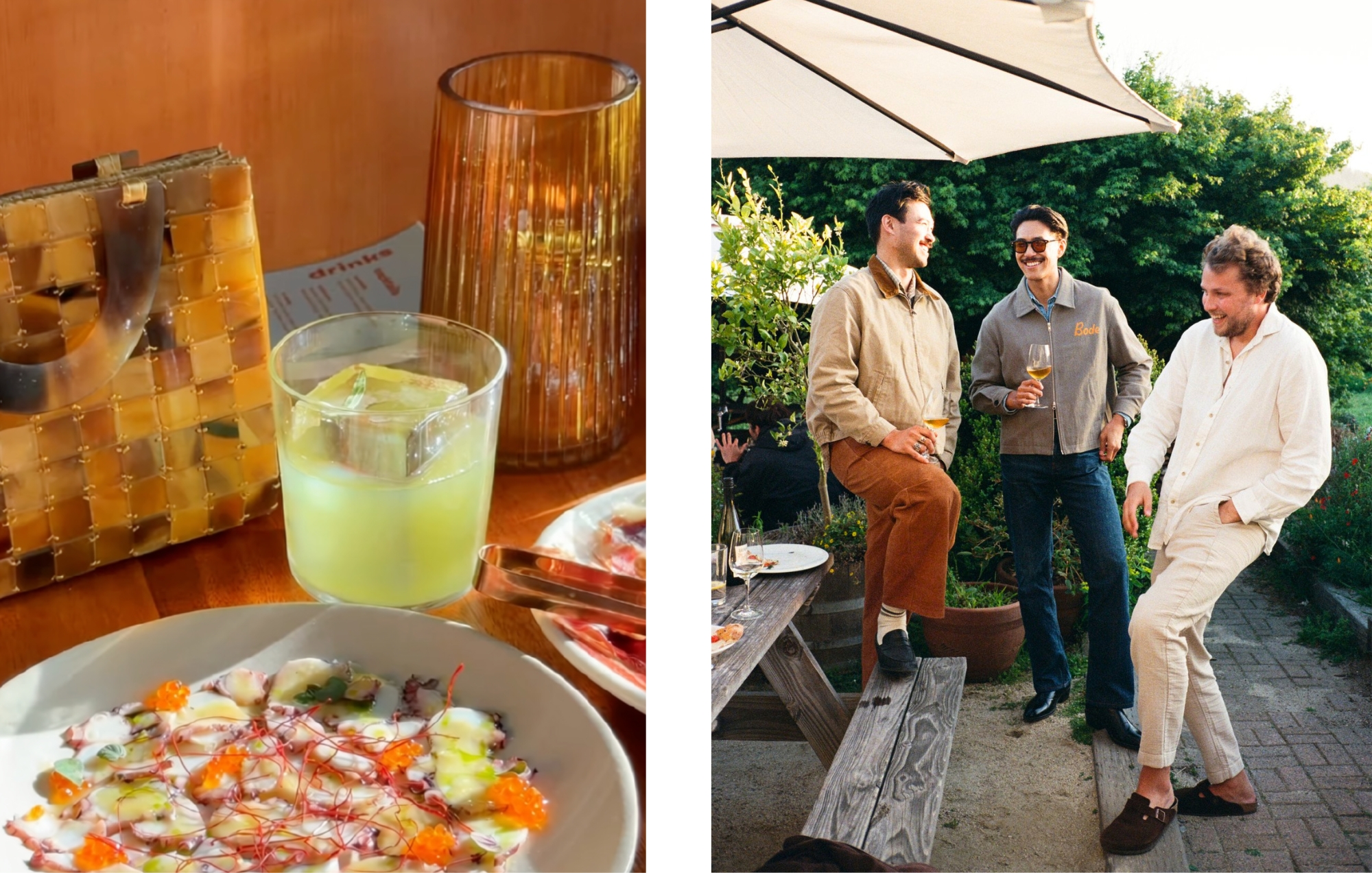 Food and friends documented on film by Foodie Snitch, from a colorful restaurant dish to an outdoor gathering.