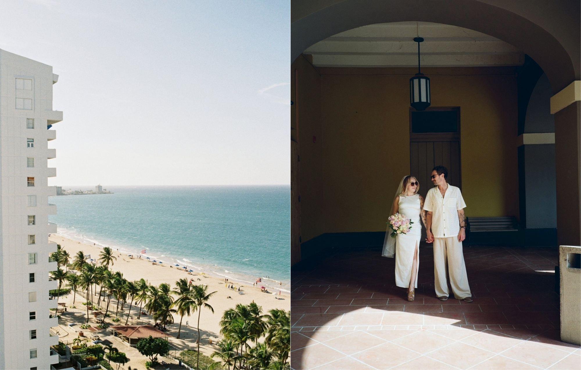 wedding couple in bold lighting and puerto rico beaches